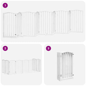 vidaXL Dog Gate with Door Foldable 9 Panels White 450 cm Poplar Wood