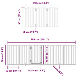 vidaXL Dog Gate with Door Foldable 9 Panels White 450 cm Poplar Wood