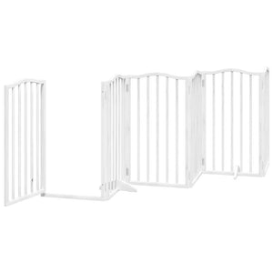 vidaXL Dog Gate with Door Foldable 15 Panels White 750 cm Poplar Wood