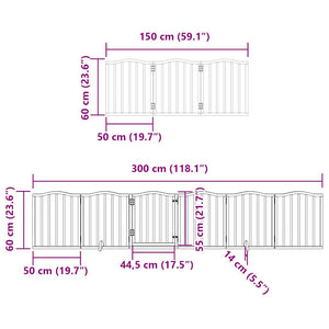 vidaXL Dog Gate with Door Foldable 9 Panels Brown 450 cm Poplar Wood