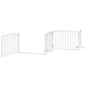 vidaXL Dog Gate with Door Foldable 6 Panels White 480 cm Poplar Wood