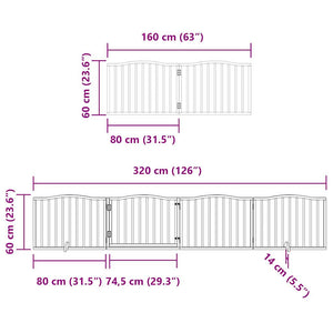 vidaXL Dog Gate with Door Foldable 6 Panels White 480 cm Poplar Wood