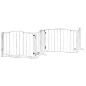 vidaXL Dog Gate with Door Foldable 10 Panels White 800 cm Poplar Wood