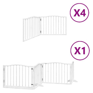 vidaXL Dog Gate with Door Foldable 12 Panels White 960 cm Poplar Wood