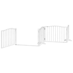 vidaXL Dog Gate with Door Foldable 12 Panels White 960 cm Poplar Wood