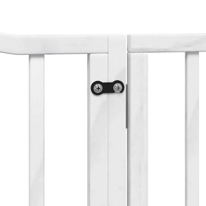 vidaXL Dog Gate with Door Foldable 8 Panels White 640 cm Poplar Wood