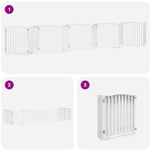 vidaXL Dog Gate with Door Foldable 10 Panels White 800 cm Poplar Wood