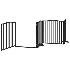 vidaXL Dog Gate with Door Foldable 10 Panels Black 800 cm Poplar Wood