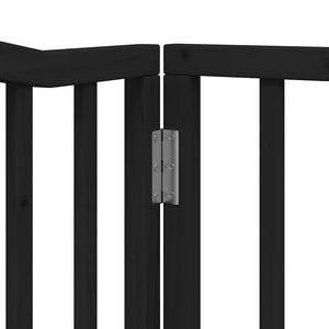 vidaXL Dog Gate with Door Foldable 10 Panels Black 800 cm Poplar Wood