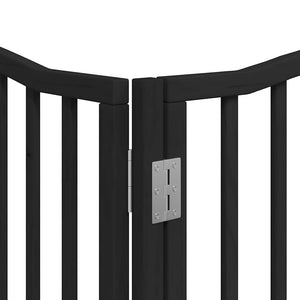 vidaXL Dog Gate with Door Foldable 10 Panels Black 800 cm Poplar Wood