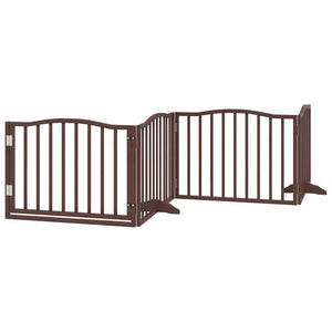 vidaXL Dog Gate with Door Foldable 6 Panels Brown 480 cm Poplar Wood