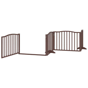 vidaXL Dog Gate with Door Foldable 6 Panels Brown 480 cm Poplar Wood