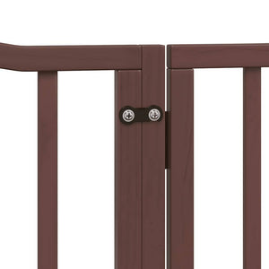 vidaXL Dog Gate with Door Foldable 6 Panels Brown 480 cm Poplar Wood