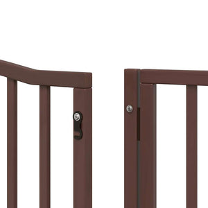 vidaXL Dog Gate with Door Foldable 6 Panels Brown 480 cm Poplar Wood