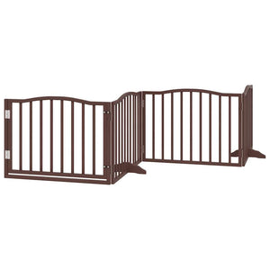 vidaXL Dog Gate with Door Foldable 10 Panels Brown 800 cm Poplar Wood