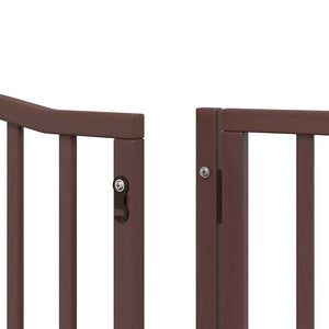 vidaXL Dog Gate with Door Foldable 8 Panels Brown 640 cm Poplar Wood