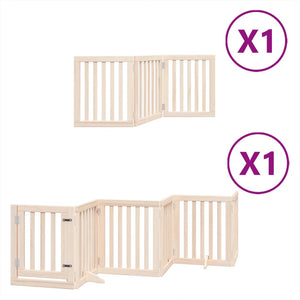 vidaXL Dog Gate with Door Foldable 9 Panels 450 cm Poplar Wood