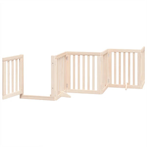 vidaXL Dog Gate with Door Foldable 9 Panels 450 cm Poplar Wood