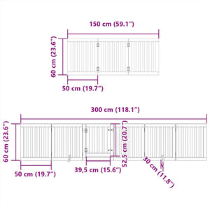 vidaXL Dog Gate with Door Foldable 9 Panels 450 cm Poplar Wood