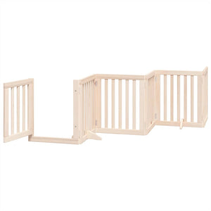 vidaXL Dog Gate with Door Foldable 12 Panels 600 cm Poplar Wood