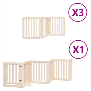 vidaXL Dog Gate with Door Foldable 15 Panels 750 cm Poplar Wood