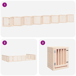 vidaXL Dog Gate with Door Foldable 15 Panels 750 cm Poplar Wood