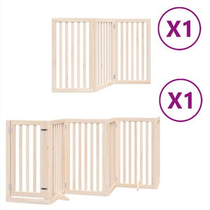 vidaXL Dog Gate with Door Foldable 9 Panels 450 cm Poplar Wood