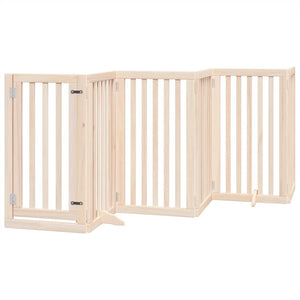 vidaXL Dog Gate with Door Foldable 9 Panels 450 cm Poplar Wood