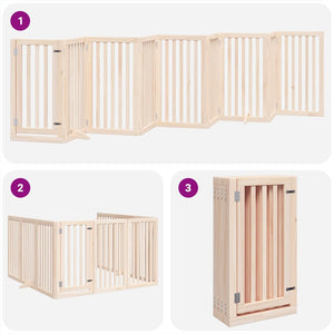 vidaXL Dog Gate with Door Foldable 9 Panels 450 cm Poplar Wood