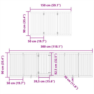 vidaXL Dog Gate with Door Foldable 9 Panels 450 cm Poplar Wood