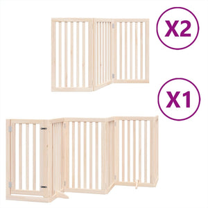 vidaXL Dog Gate with Door Foldable 12 Panels 600 cm Poplar Wood