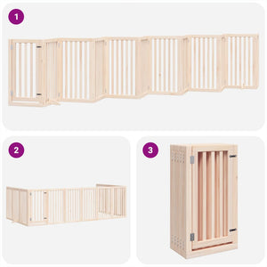 vidaXL Dog Gate with Door Foldable 12 Panels 600 cm Poplar Wood