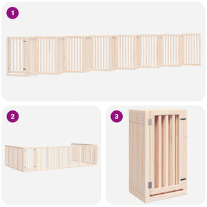 vidaXL Dog Gate with Door Foldable 15 Panels 750 cm Poplar Wood