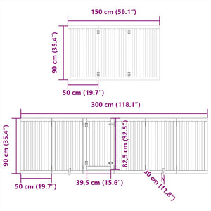 vidaXL Dog Gate with Door Foldable 15 Panels 750 cm Poplar Wood