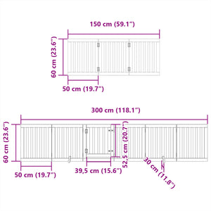 vidaXL Dog Gate with Door Foldable 9 Panels White 450 cm Poplar Wood