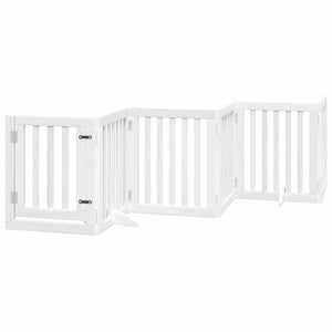 vidaXL Dog Gate with Door Foldable 12 Panels White 600 cm Poplar Wood