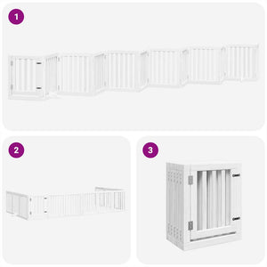 vidaXL Dog Gate with Door Foldable 12 Panels White 600 cm Poplar Wood