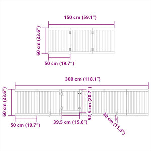 vidaXL Dog Gate with Door Foldable 12 Panels White 600 cm Poplar Wood