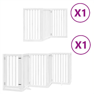 vidaXL Dog Gate with Door Foldable 9 Panels White 450 cm Poplar Wood