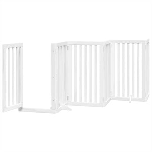 vidaXL Dog Gate with Door Foldable 9 Panels White 450 cm Poplar Wood