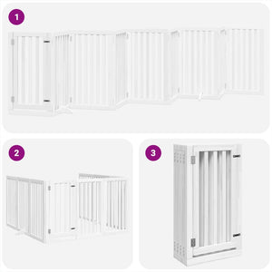 vidaXL Dog Gate with Door Foldable 9 Panels White 450 cm Poplar Wood