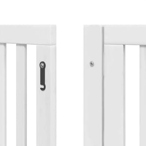 vidaXL Dog Gate with Door Foldable 9 Panels White 450 cm Poplar Wood