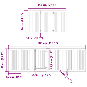 vidaXL Dog Gate with Door Foldable 9 Panels White 450 cm Poplar Wood