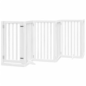 vidaXL Dog Gate with Door Foldable 12 Panels White 600 cm Poplar Wood