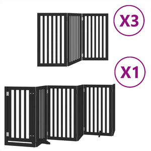 vidaXL Dog Gate with Door Foldable 15 Panels Black 750 cm Poplar Wood