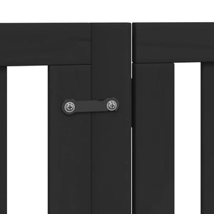 vidaXL Dog Gate with Door Foldable 15 Panels Black 750 cm Poplar Wood