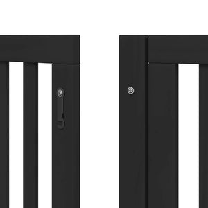 vidaXL Dog Gate with Door Foldable 15 Panels Black 750 cm Poplar Wood