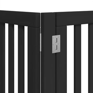 vidaXL Dog Gate with Door Foldable 15 Panels Black 750 cm Poplar Wood