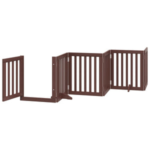 vidaXL Dog Gate with Door Foldable 12 Panels Brown 600 cm Poplar Wood