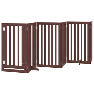 vidaXL Dog Gate with Door Foldable 12 Panels Brown 600 cm Poplar Wood